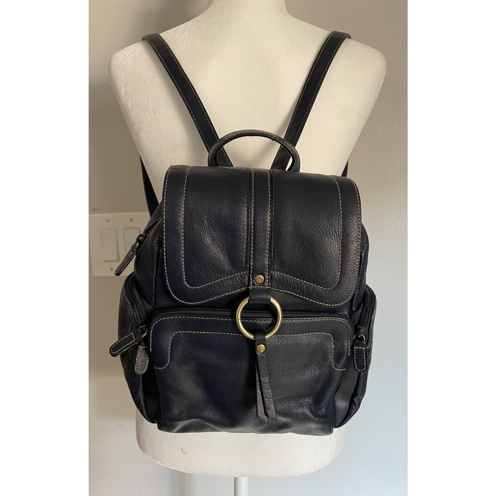 Vintage Wilsons Blue Leather Backpack Purse Commuter Bag Travel Y2K 90s